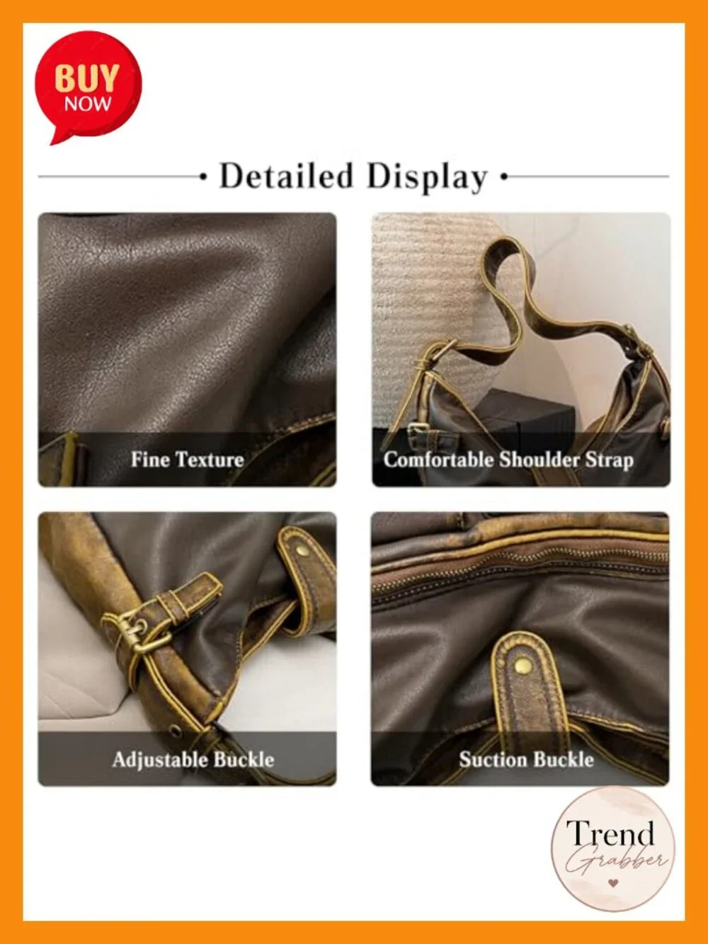 Vintage Shoulder Bag PU Leather Crossbody Women Tote Satchel Handbag